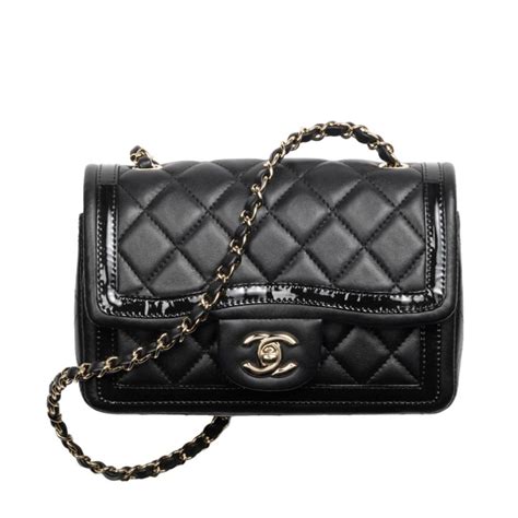 chanel patent with medallion flap bag|Flap bag, Lambskin, patent calfskin & gold.